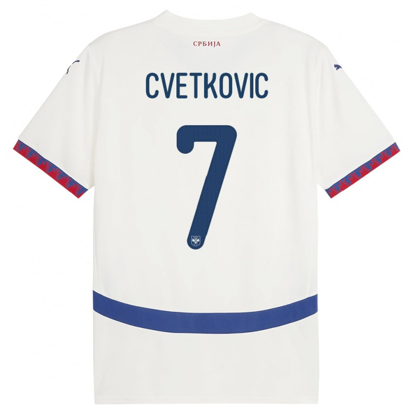 Danxen Dames Servië Mihajlo Cvetkovic #7 Wit Uitshirt Uittenue 24-26 T-Shirt