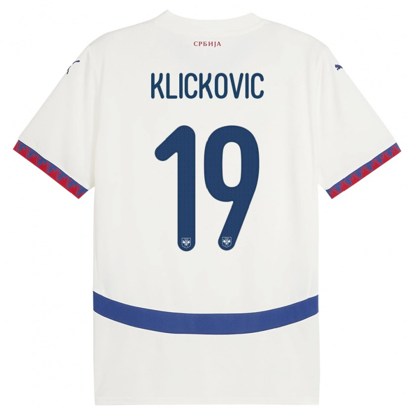 Danxen Dames Servië Maksim Klickovic #19 Wit Uitshirt Uittenue 24-26 T-Shirt