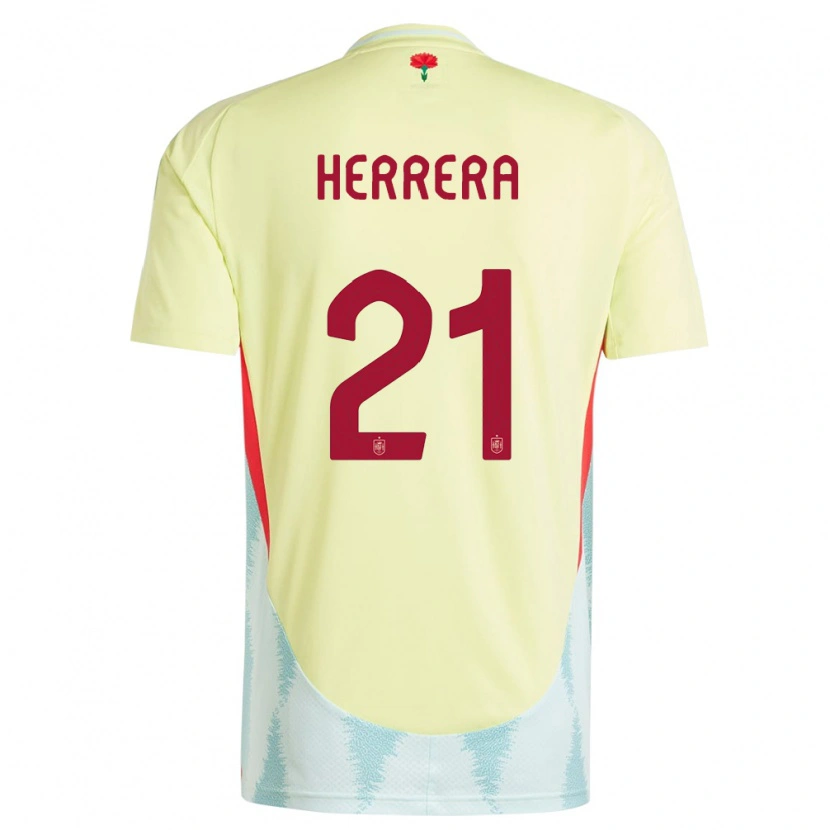 Danxen Dames Spanje Iker Herrera #21 Geel Uitshirt Uittenue 24-26 T-Shirt