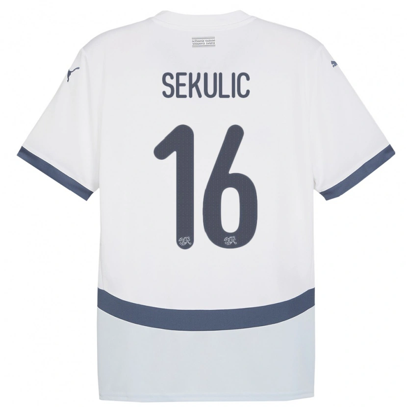 Danxen Dames Zwitserland Aleksandar Sekulic #16 Wit Uitshirt Uittenue 24-26 T-Shirt