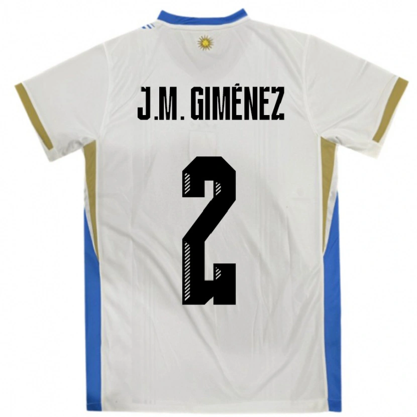 Danxen Dames Uruguay José María Giménez #2 Wit Blauw Uitshirt Uittenue 24-26 T-Shirt