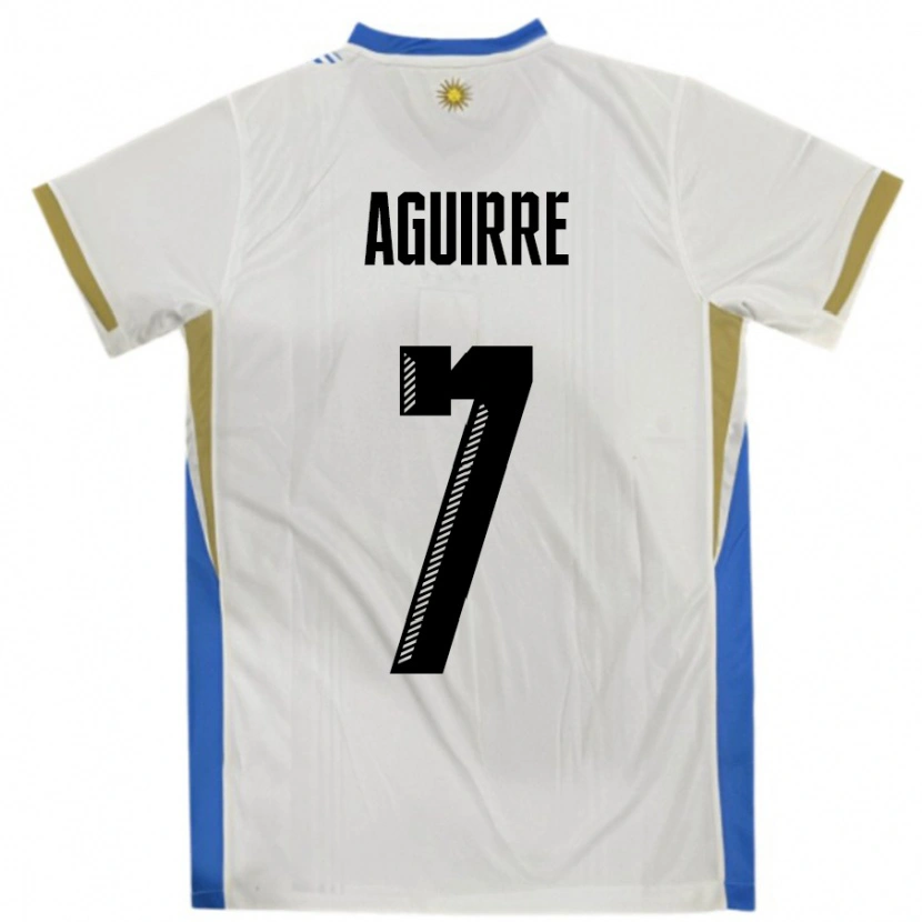 Danxen Dames Uruguay Rodrigo Aguirre #7 Wit Blauw Uitshirt Uittenue 24-26 T-Shirt