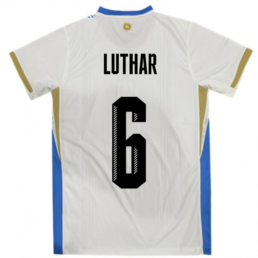 Danxen Dames Uruguay Thiago Luthar #6 Wit Blauw Uitshirt Uittenue 24-26 T-Shirt