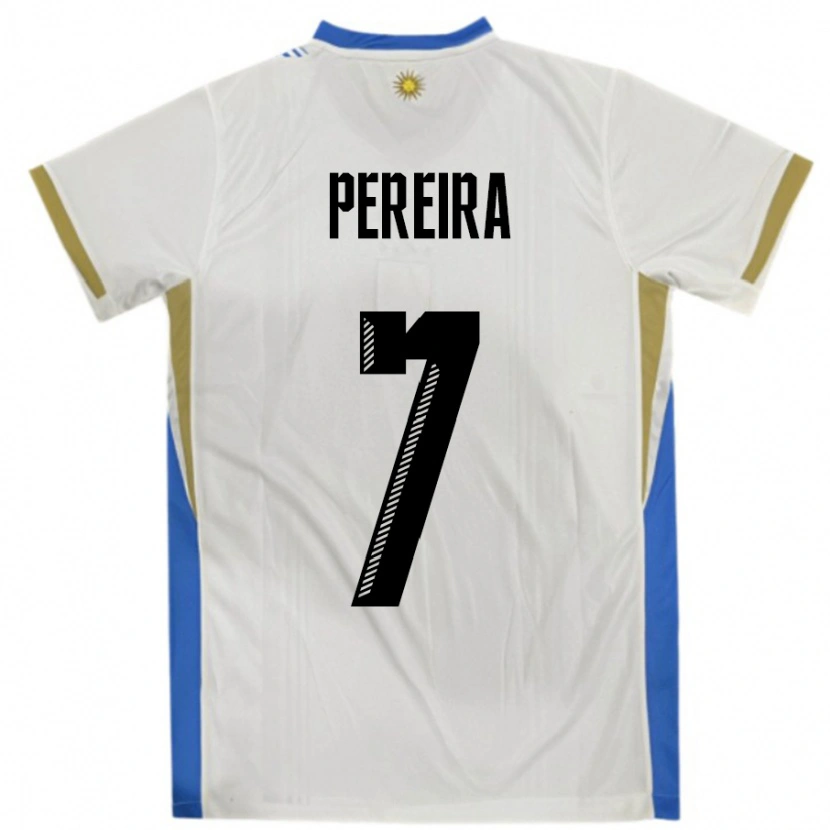 Danxen Dames Uruguay Bruno Pereira #7 Wit Blauw Uitshirt Uittenue 24-26 T-Shirt