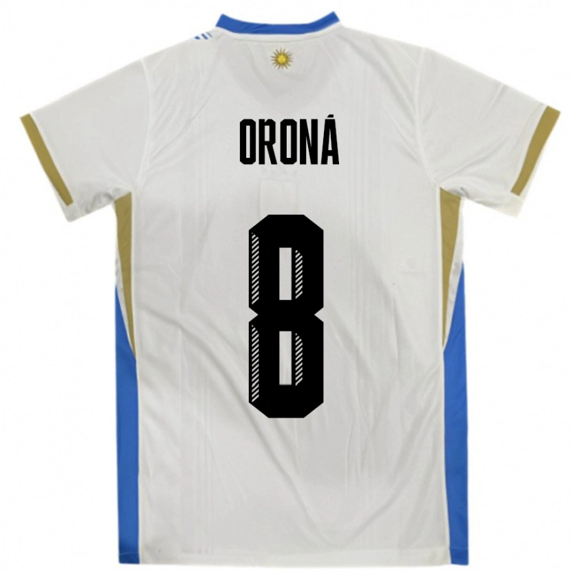 Danxen Dames Uruguay Marco Oroná #8 Wit Blauw Uitshirt Uittenue 24-26 T-Shirt