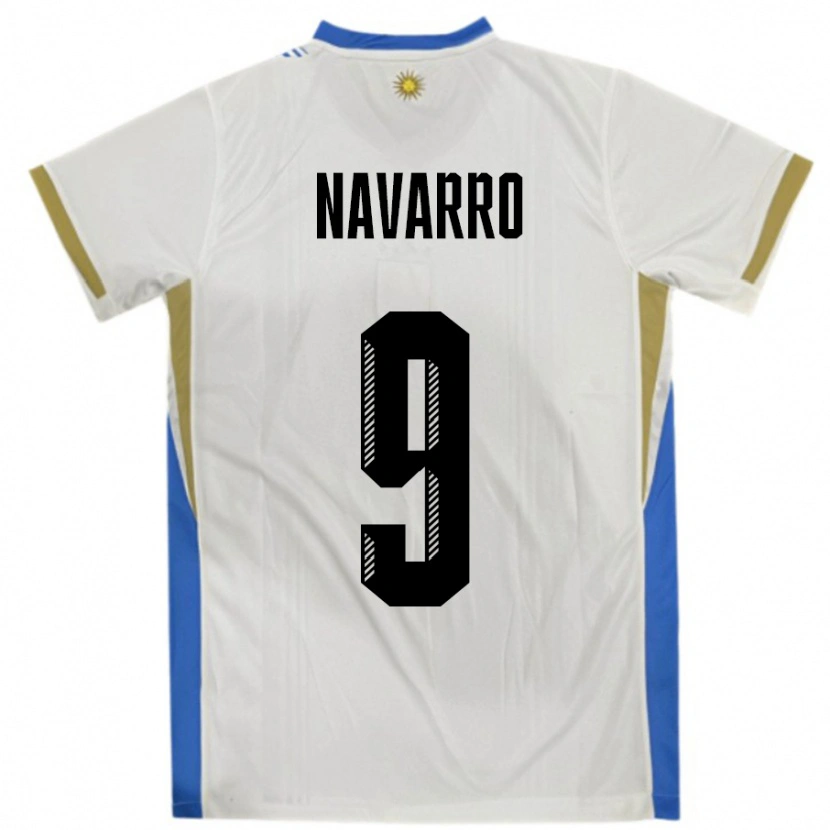 Danxen Dames Uruguay Lautaro Navarro #9 Wit Blauw Uitshirt Uittenue 24-26 T-Shirt
