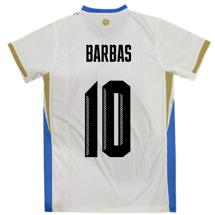 Danxen Dames Uruguay Germán Barbas #10 Wit Blauw Uitshirt Uittenue 24-26 T-Shirt