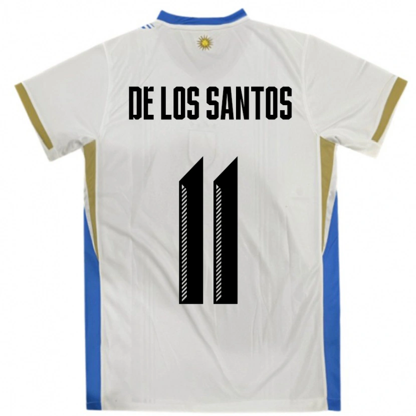 Danxen Dames Uruguay Juan Cruz De Los Santos #11 Wit Blauw Uitshirt Uittenue 24-26 T-Shirt