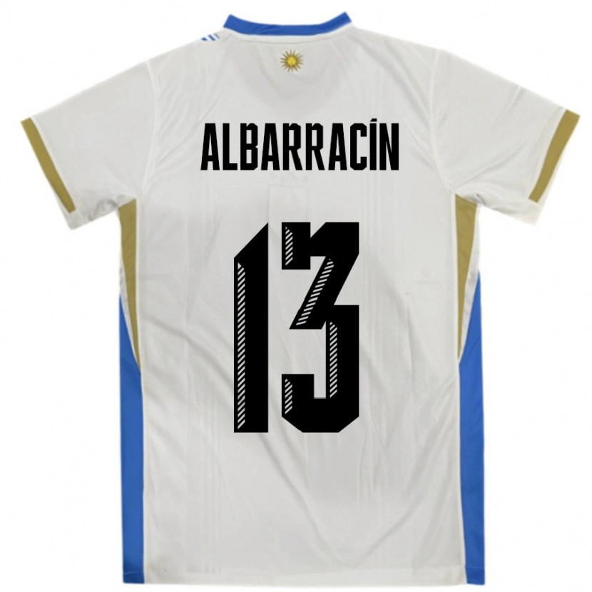 Danxen Dames Uruguay Agustín Albarracín #13 Wit Blauw Uitshirt Uittenue 24-26 T-Shirt