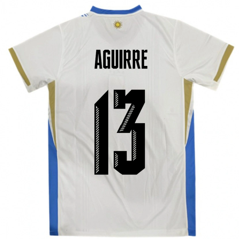 Danxen Dames Uruguay Joaquin Aguirre #13 Wit Blauw Uitshirt Uittenue 24-26 T-Shirt