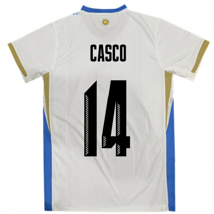 Danxen Dames Uruguay Maximiliano Casco #14 Wit Blauw Uitshirt Uittenue 24-26 T-Shirt