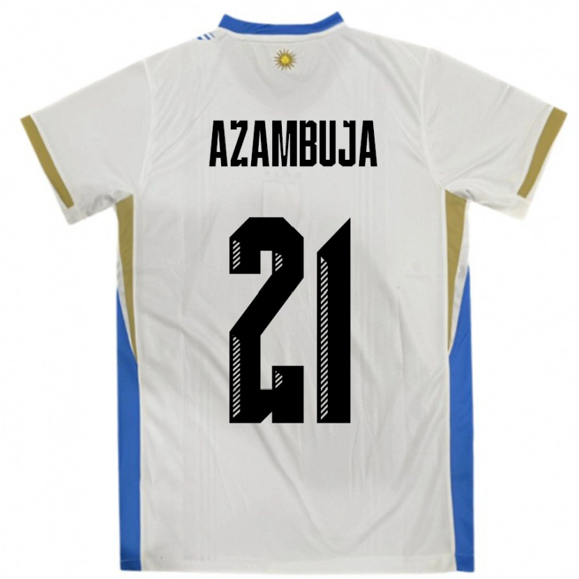 Danxen Dames Uruguay Nicolas Azambuja #21 Wit Blauw Uitshirt Uittenue 24-26 T-Shirt