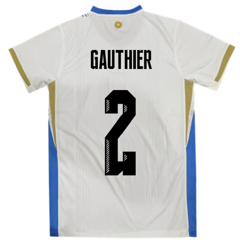 Danxen Dames Uruguay Valentin Gauthier #2 Wit Blauw Uitshirt Uittenue 24-26 T-Shirt