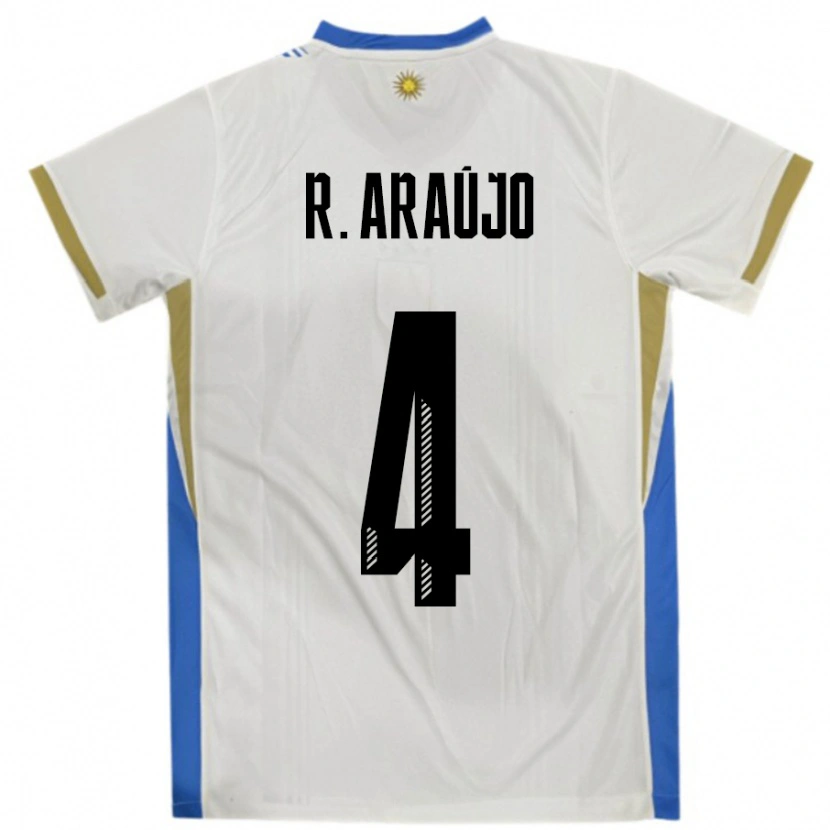 Danxen Dames Uruguay Ronald Araujo #4 Wit Blauw Uitshirt Uittenue 24-26 T-Shirt
