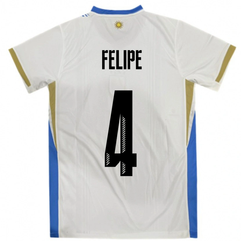 Danxen Dames Uruguay Laura Felipe #4 Wit Blauw Uitshirt Uittenue 24-26 T-Shirt