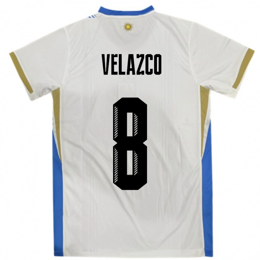 Danxen Dames Uruguay Ximena Velazco #8 Wit Blauw Uitshirt Uittenue 24-26 T-Shirt