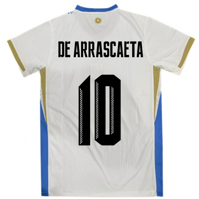 Danxen Dames Uruguay Giorgian De Arrascaeta #10 Wit Blauw Uitshirt Uittenue 24-26 T-Shirt
