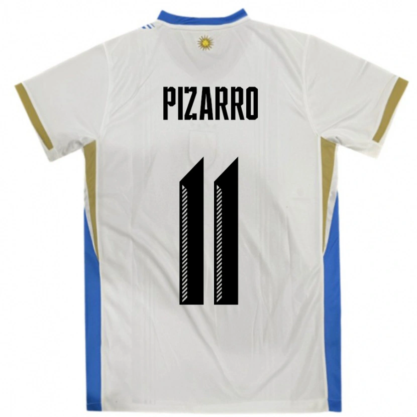 Danxen Dames Uruguay Esperanza Pizarro #11 Wit Blauw Uitshirt Uittenue 24-26 T-Shirt