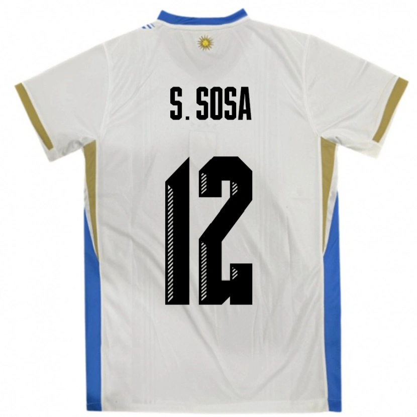 Danxen Dames Uruguay Sebastian Sosa #12 Wit Blauw Uitshirt Uittenue 24-26 T-Shirt