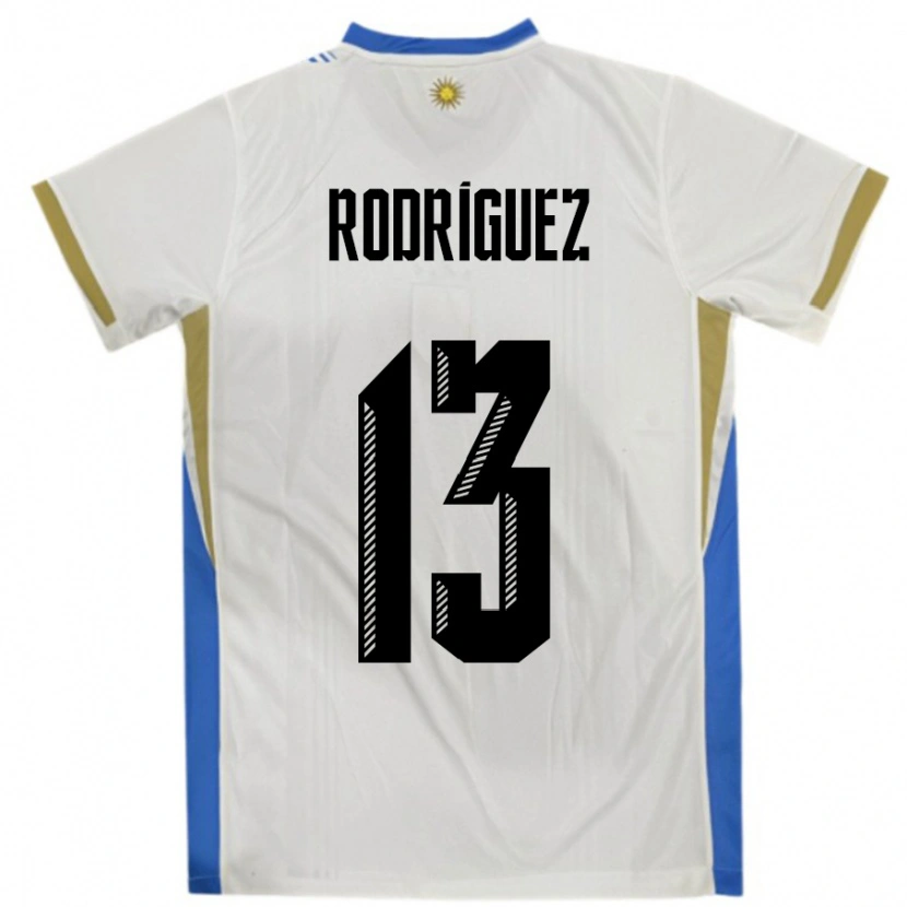 Danxen Dames Uruguay Agustin Rodriguez #13 Wit Blauw Uitshirt Uittenue 24-26 T-Shirt