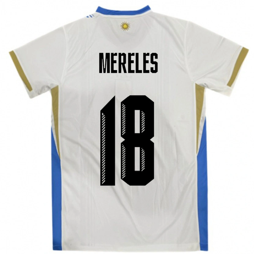 Danxen Dames Uruguay Exequiel Mereles #18 Wit Blauw Uitshirt Uittenue 24-26 T-Shirt