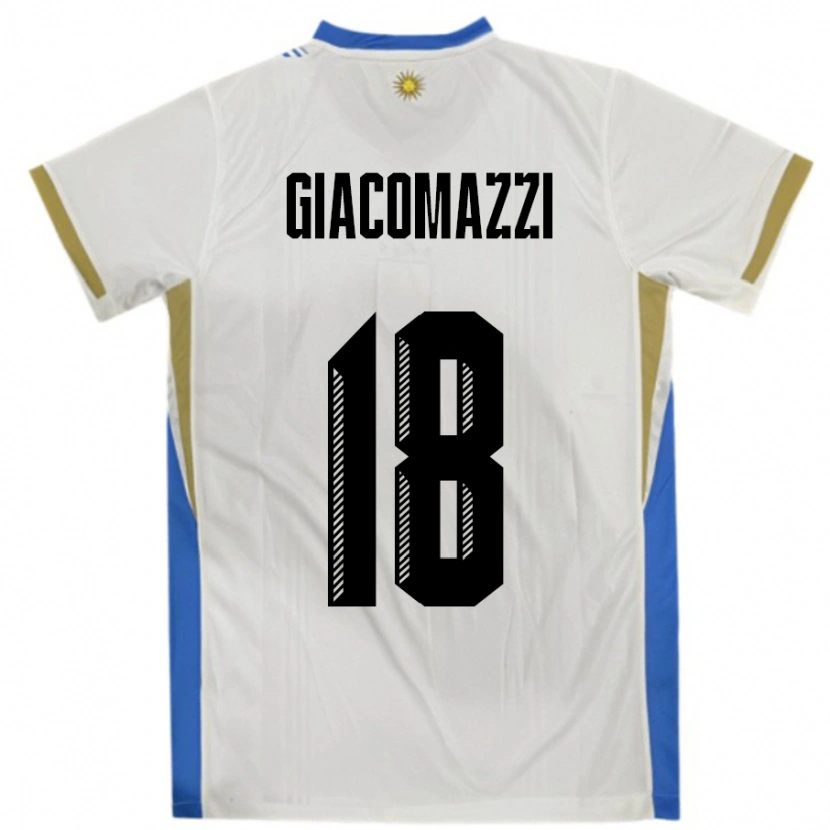 Danxen Dames Uruguay Sebastian Giacomazzi #18 Wit Blauw Uitshirt Uittenue 24-26 T-Shirt