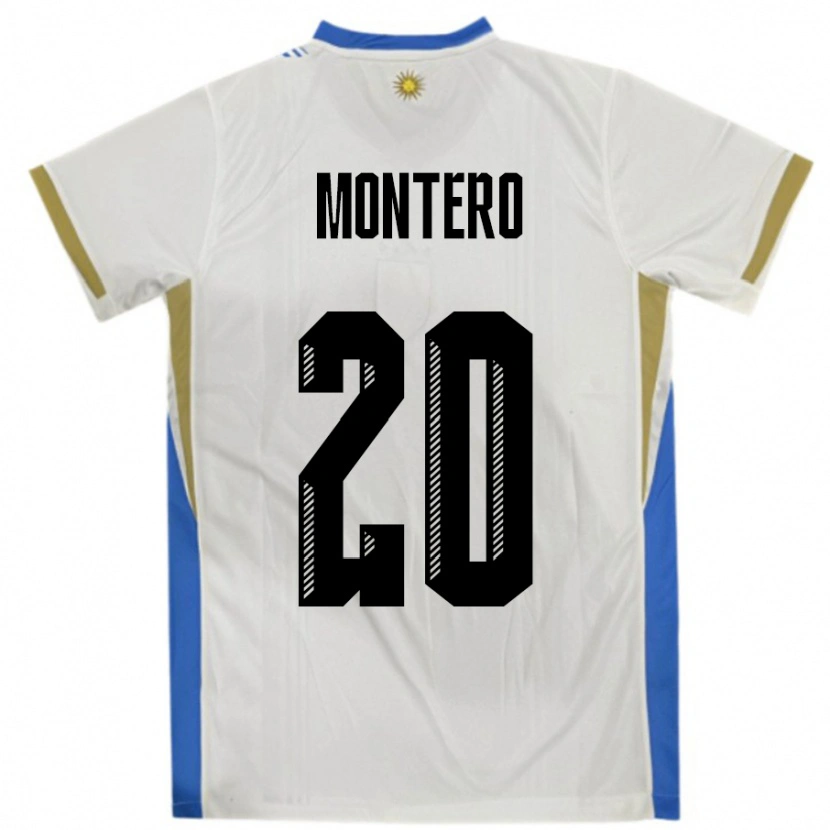 Danxen Dames Uruguay Alfonso Montero #20 Wit Blauw Uitshirt Uittenue 24-26 T-Shirt