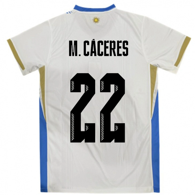 Danxen Dames Uruguay Martin Caceres #22 Wit Blauw Uitshirt Uittenue 24-26 T-Shirt