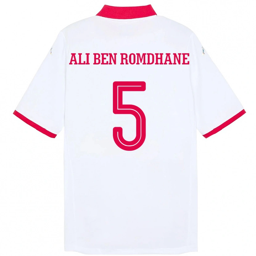 Danxen Dames Tunesië Mohamed Ali Ben Romdhane #5 Wit Uitshirt Uittenue 24-26 T-Shirt