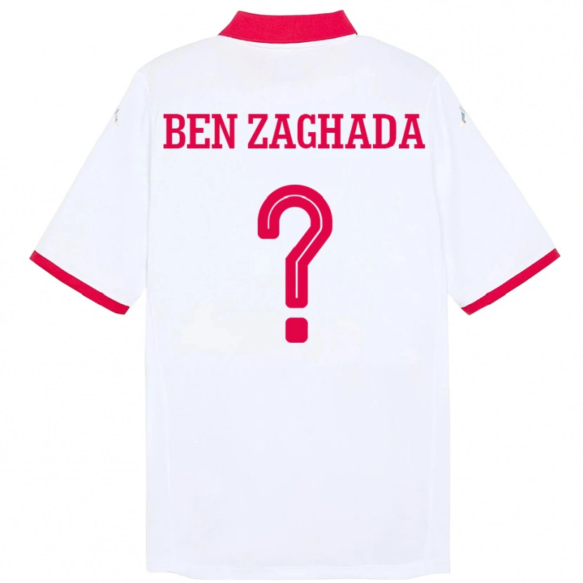 Danxen Dames Tunesië Mohamed Amine Ben Zaghada #0 Wit Uitshirt Uittenue 24-26 T-Shirt