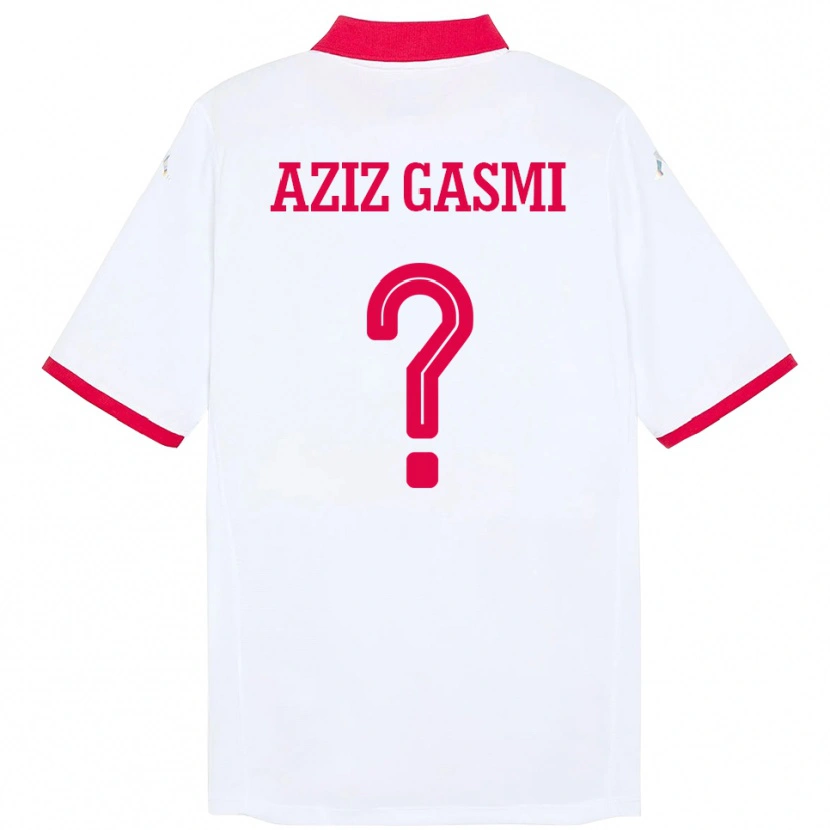Danxen Dames Tunesië Mohamd Aziz Gasmi #0 Wit Uitshirt Uittenue 24-26 T-Shirt