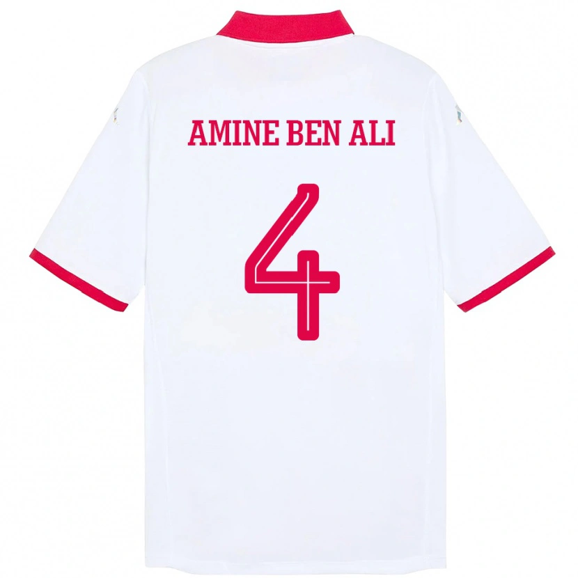 Danxen Dames Tunesië Mohamed Amine Ben Ali #4 Wit Uitshirt Uittenue 24-26 T-Shirt