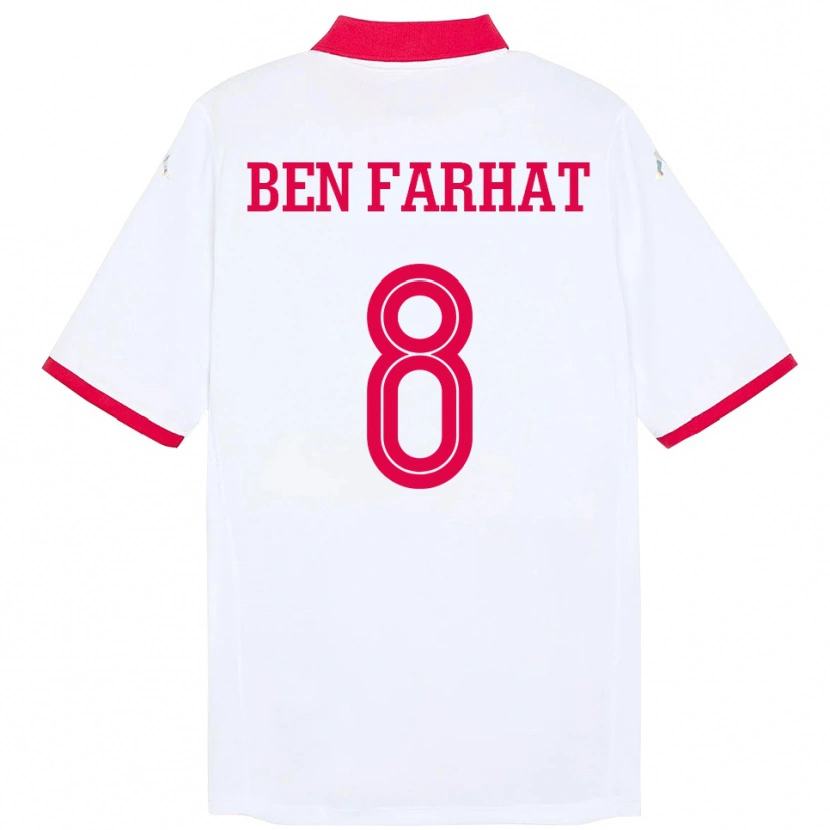 Danxen Dames Tunesië Louey Ben Farhat #8 Wit Uitshirt Uittenue 24-26 T-Shirt