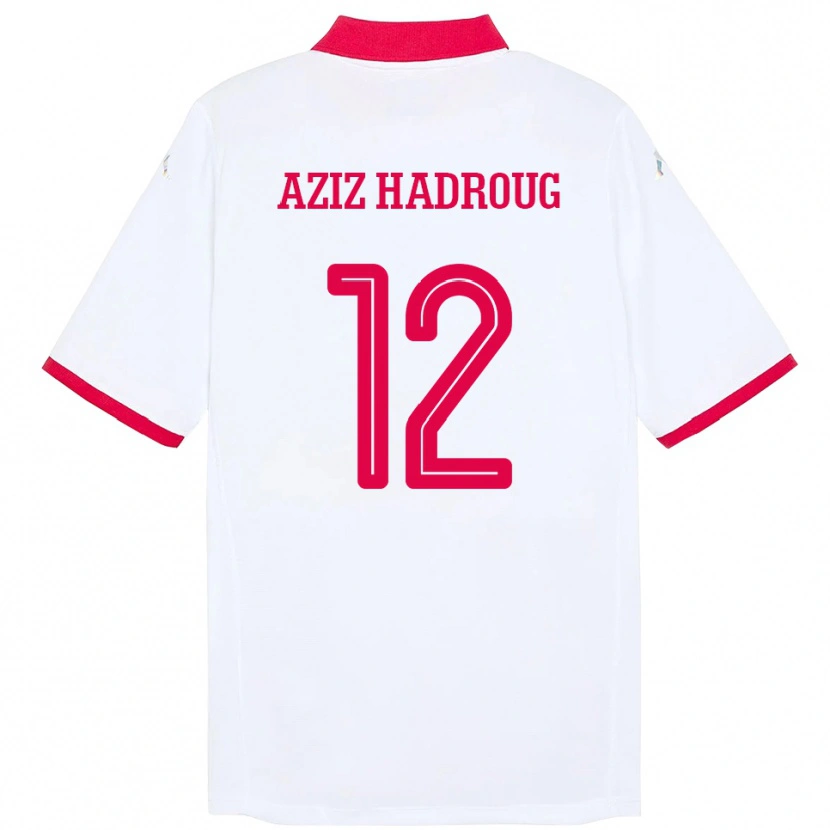 Danxen Dames Tunesië Mohamed Aziz Hadroug #12 Wit Uitshirt Uittenue 24-26 T-Shirt