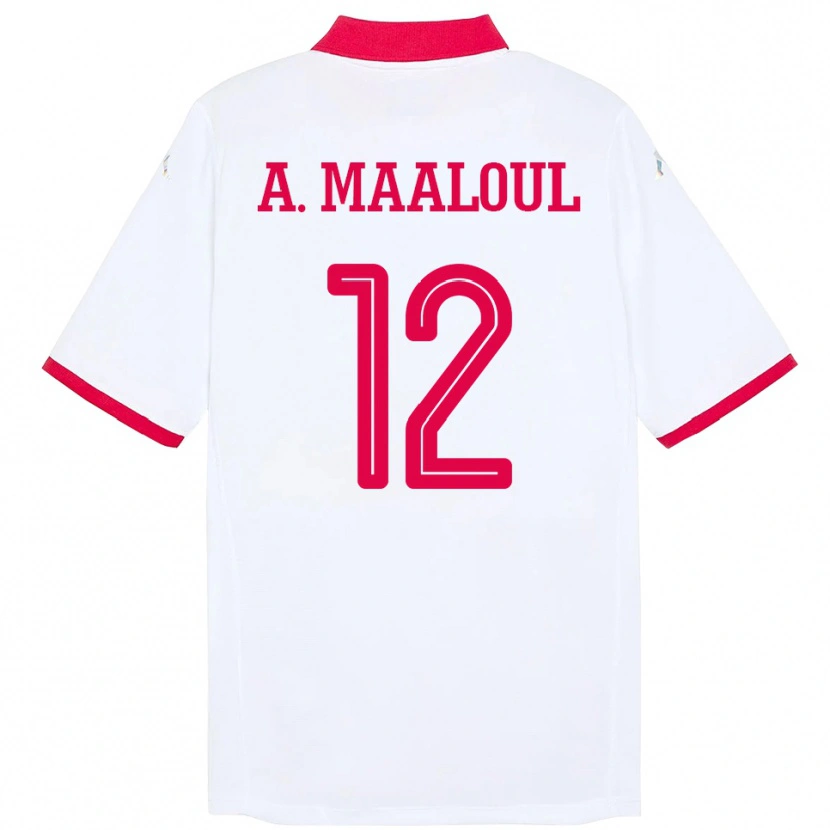 Danxen Dames Tunesië Ali Maaloul #12 Wit Uitshirt Uittenue 24-26 T-Shirt