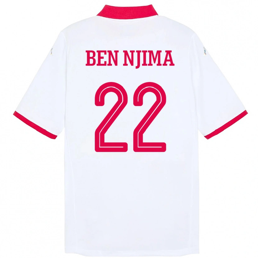 Danxen Dames Tunesië Firas Ben Njima #22 Wit Uitshirt Uittenue 24-26 T-Shirt