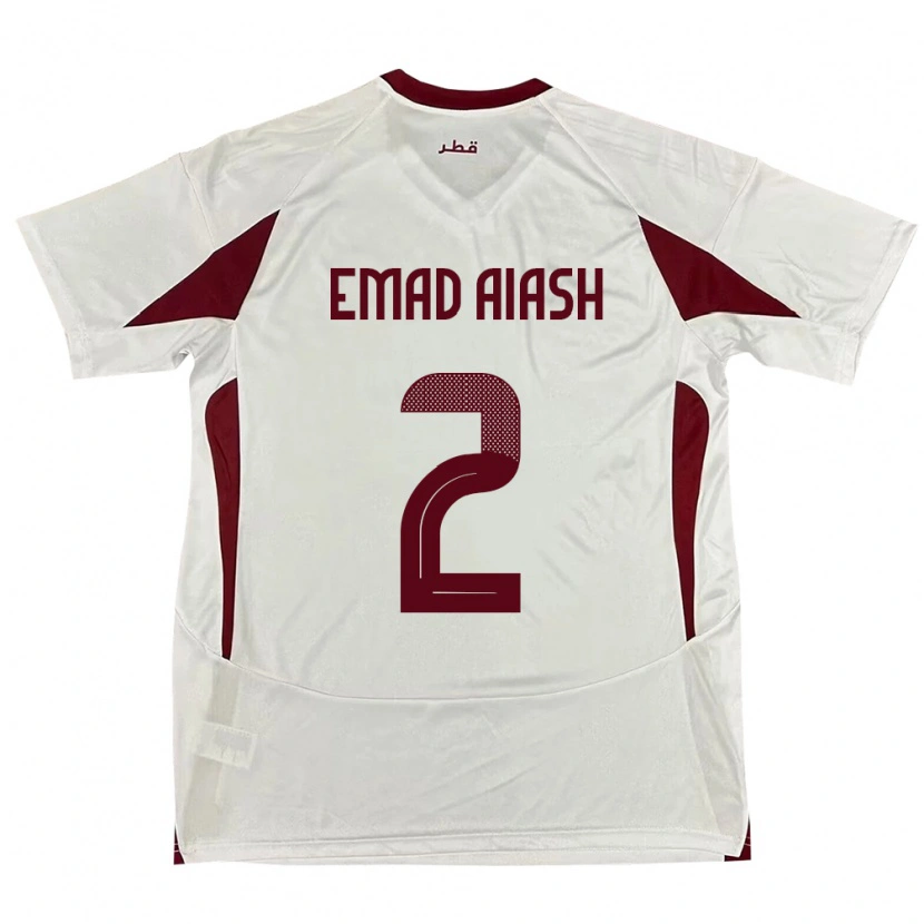 Danxen Dames Qatar Mohamed Emad Aiash #2 Wit Uitshirt Uittenue 24-26 T-Shirt