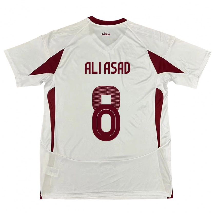 Danxen Dames Qatar Ali Asad #8 Wit Uitshirt Uittenue 24-26 T-Shirt