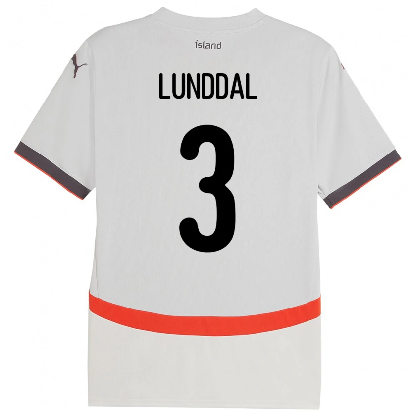 Danxen Dames Ijsland Valgeir Lunddal #3 Wit Uitshirt Uittenue 24-26 T-Shirt