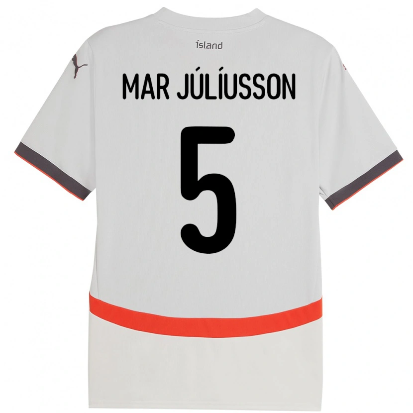 Danxen Dames Ijsland Júlíus Mar Júlíusson #5 Wit Uitshirt Uittenue 24-26 T-Shirt