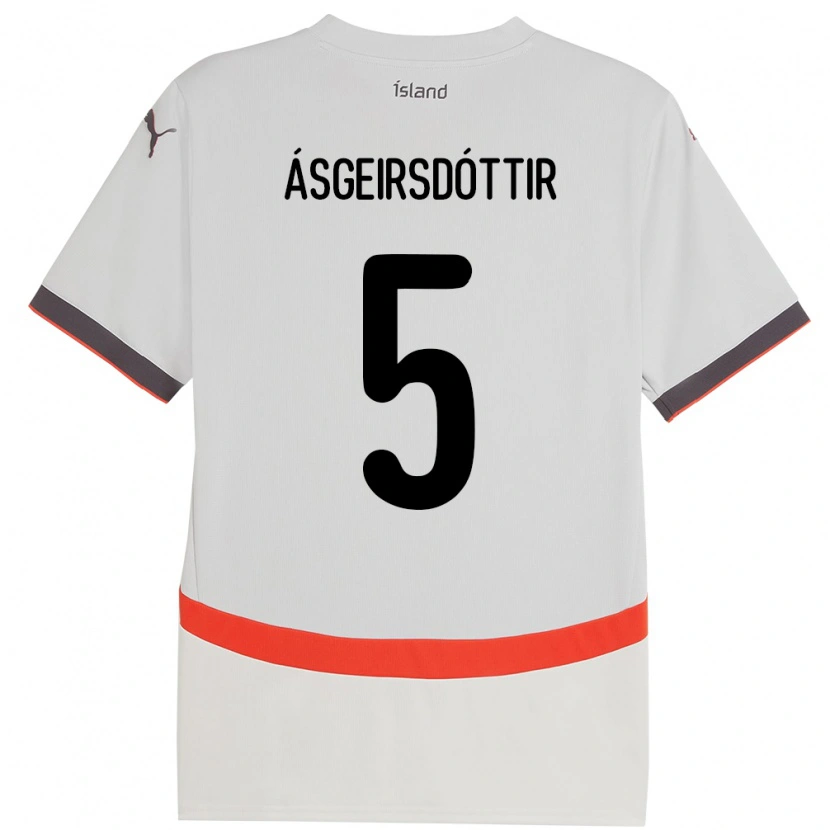 Danxen Dames Ijsland Emilía Kiær Ásgeirsdóttir #5 Wit Uitshirt Uittenue 24-26 T-Shirt