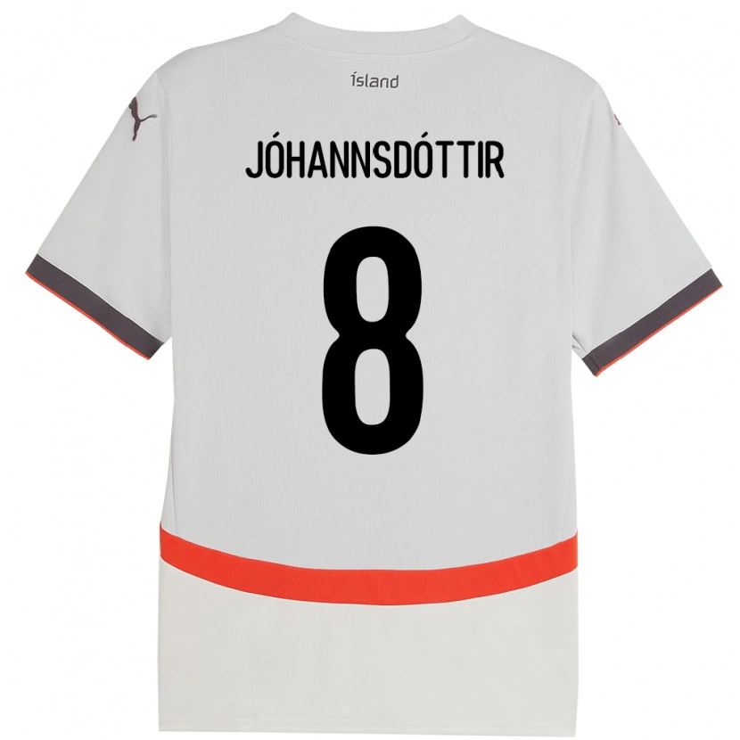 Danxen Dames Ijsland Alexandra Jóhannsdóttir #8 Wit Uitshirt Uittenue 24-26 T-Shirt