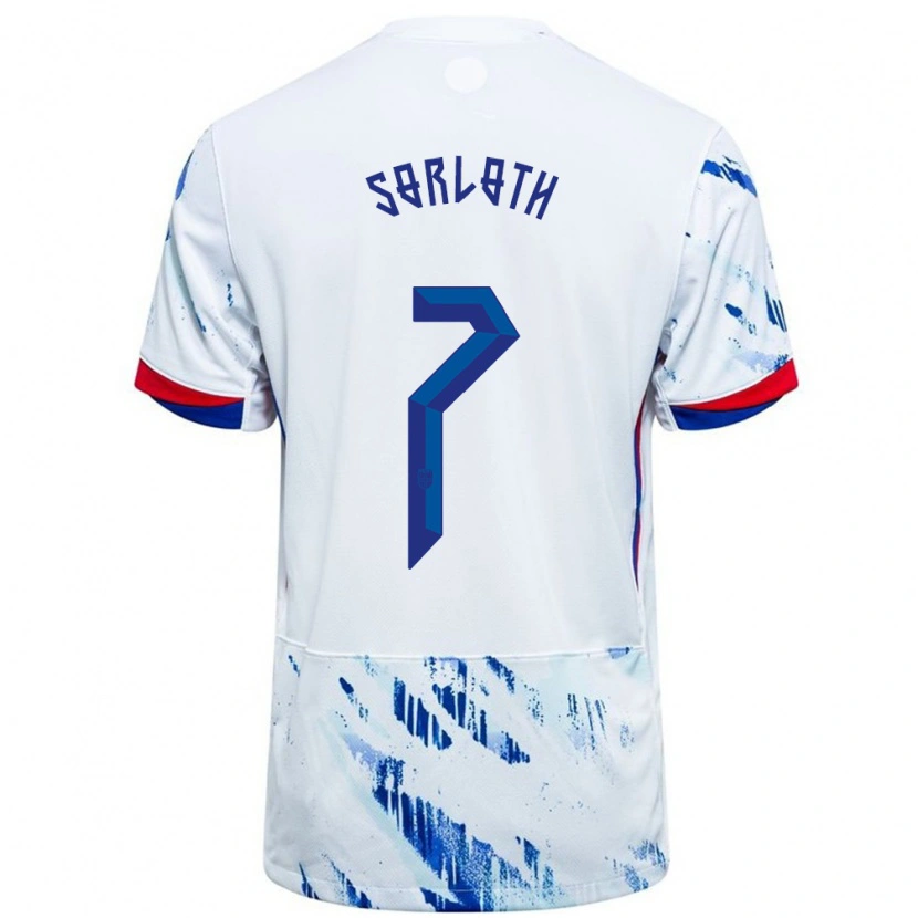 Danxen Dames Noorwegen Alexander Sørloth #7 Wit Blauw Uitshirt Uittenue 24-26 T-Shirt