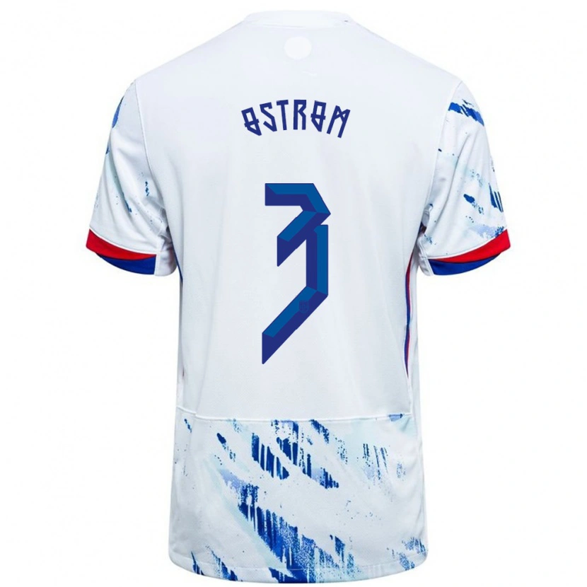 Danxen Dames Noorwegen Robin Østrøm #3 Wit Blauw Uitshirt Uittenue 24-26 T-Shirt