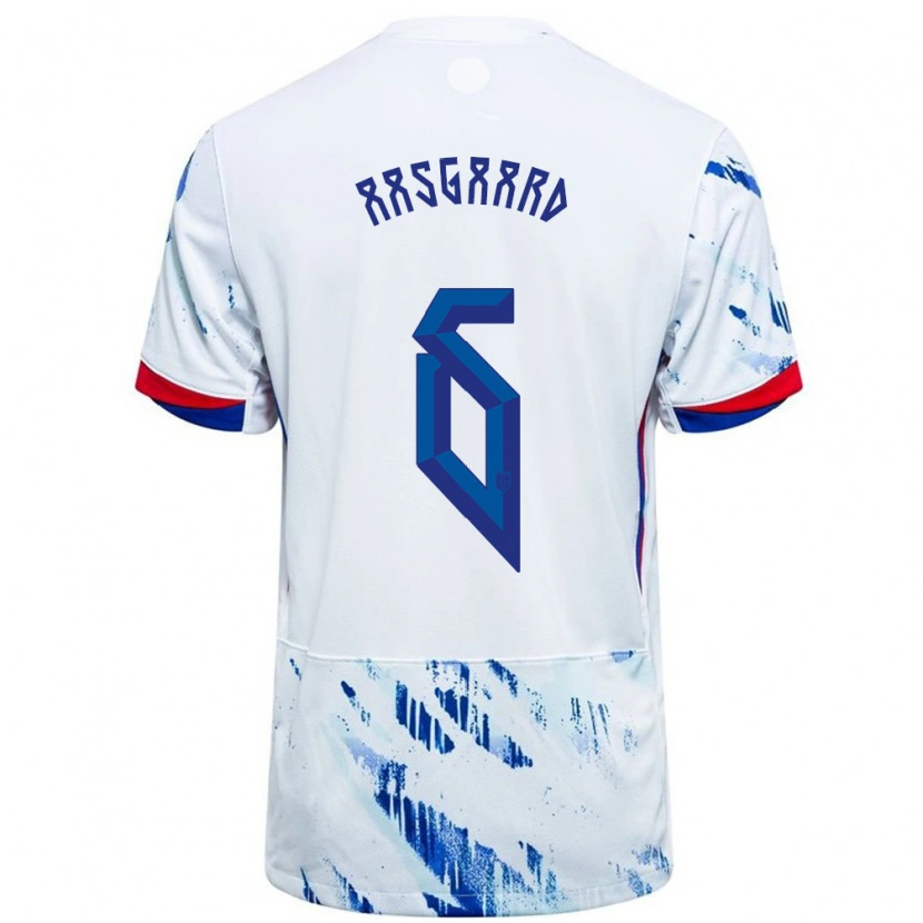 Danxen Dames Noorwegen Thelo Aasgaard #6 Wit Blauw Uitshirt Uittenue 24-26 T-Shirt