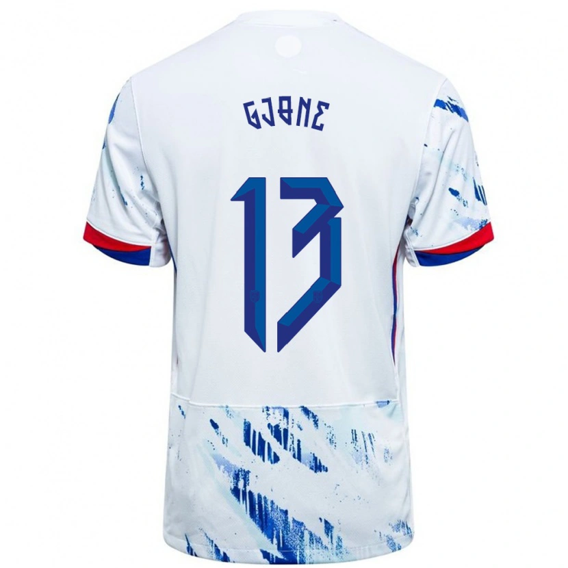 Danxen Dames Noorwegen Martin Gjone #13 Wit Blauw Uitshirt Uittenue 24-26 T-Shirt