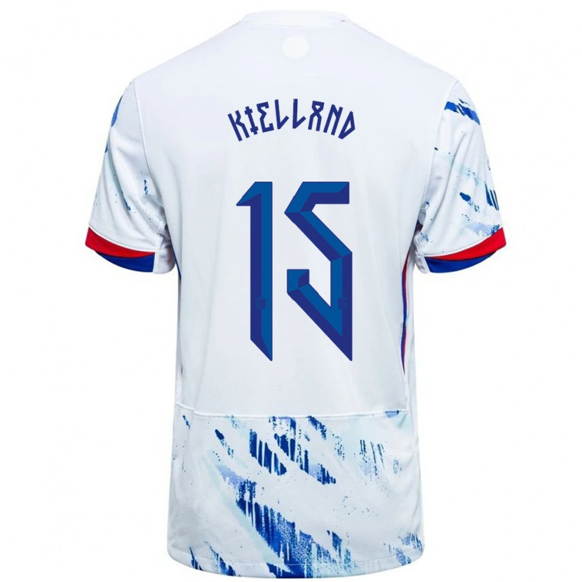 Danxen Dames Noorwegen Justine Kielland #15 Wit Blauw Uitshirt Uittenue 24-26 T-Shirt