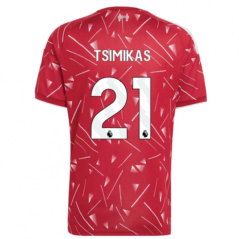 Danxen Dames Konstantinos Tsimikas #21 Wit Rood Thuisshirt Thuistenue 2026/27 T-Shirt