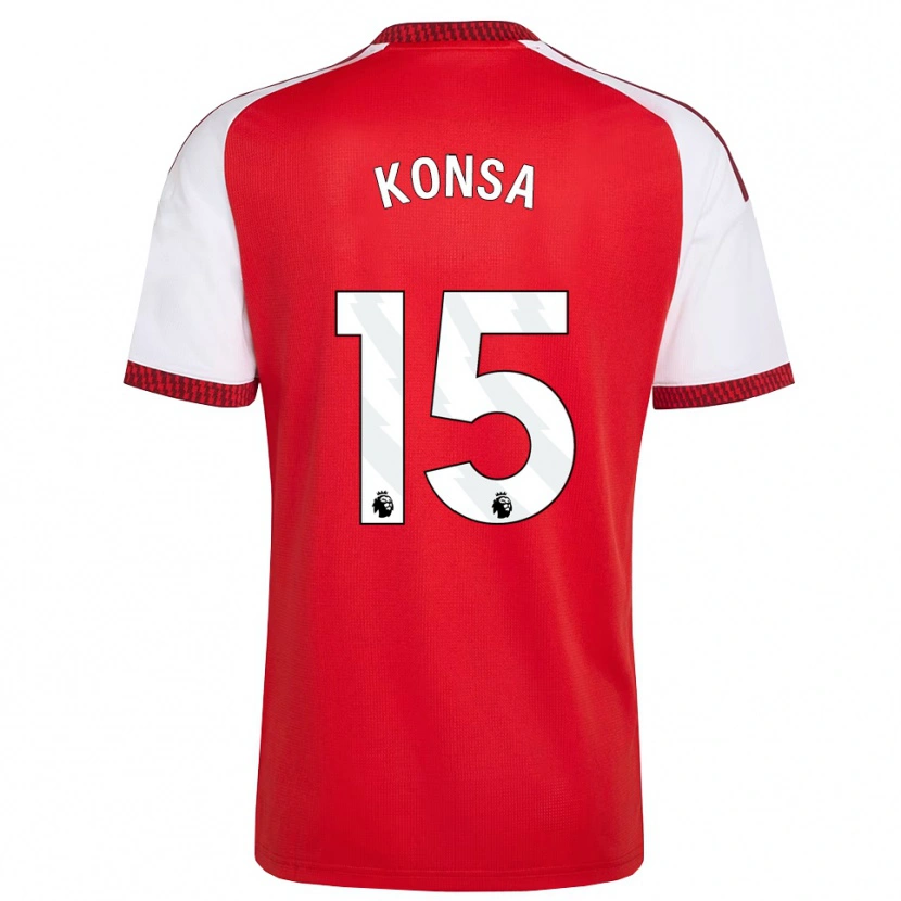 Danxen Dames Ezri Konsa #15 Rood Wit Zwart Thuisshirt Thuistenue 2026/27 T-Shirt