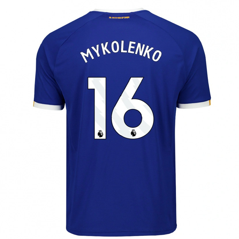 Danxen Dames Vitaliy Mykolenko #16 Blauw Wit Geel Thuisshirt Thuistenue 2026/27 T-Shirt